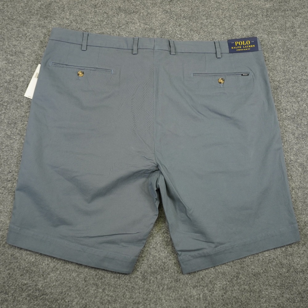NEW Polo Ralph Lauren Shorts Mens 42 Blue Grey Slim Stretch Chino Cotton 9.5" - Picture 12 of 14